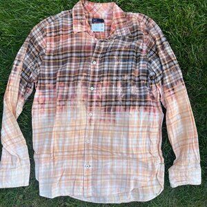 Adult Large Ombré Bleach Dye Flannel Shirt